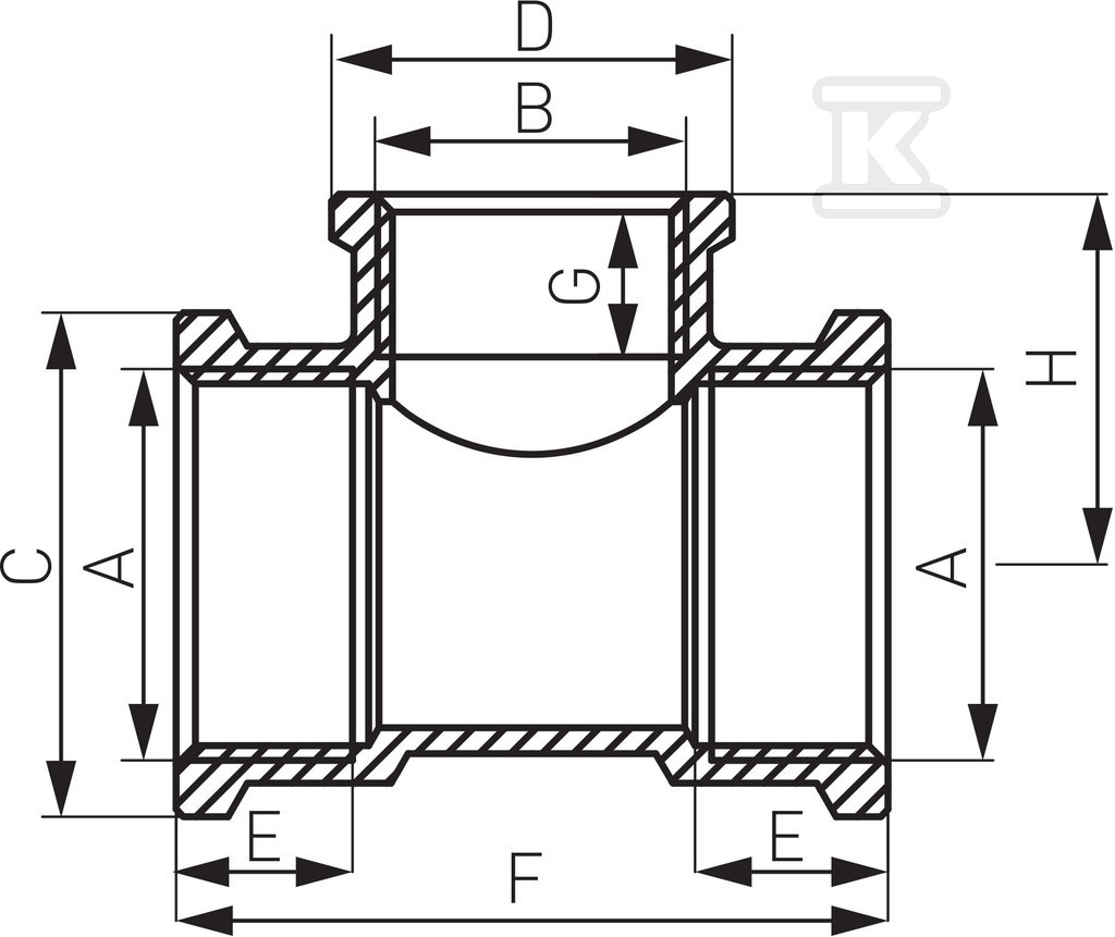 Trójnik redukcyjny mosiężny 3-4" x 1-2" - T08Z